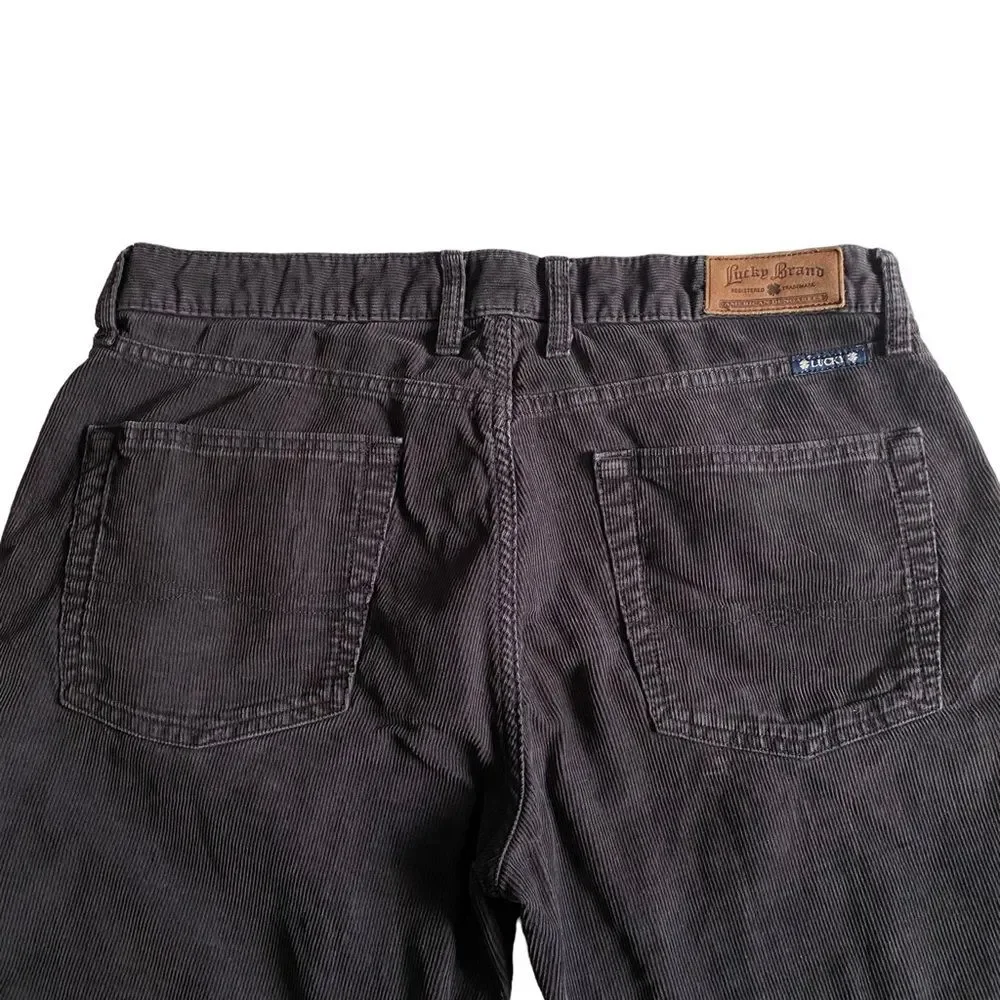 Lucky Brand 361 Vintage Straight Dark Gray Corduroys Cords Sz 34x30